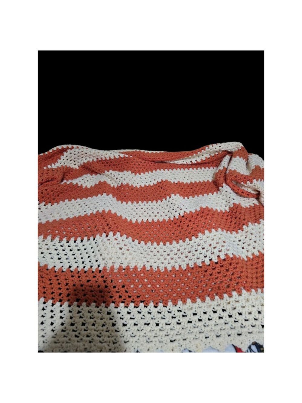 Unbranded Terracotta Cream Crochet Throw Blanket One Size 80x80